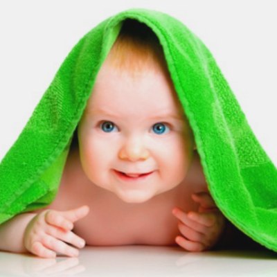 Baby under a towel