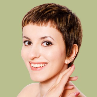 Woman with very short hair
